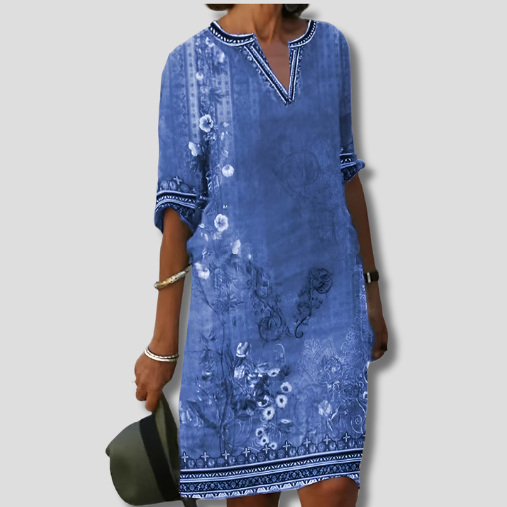 Effortless and Comfortable Boho Dress with Floral Ruffles