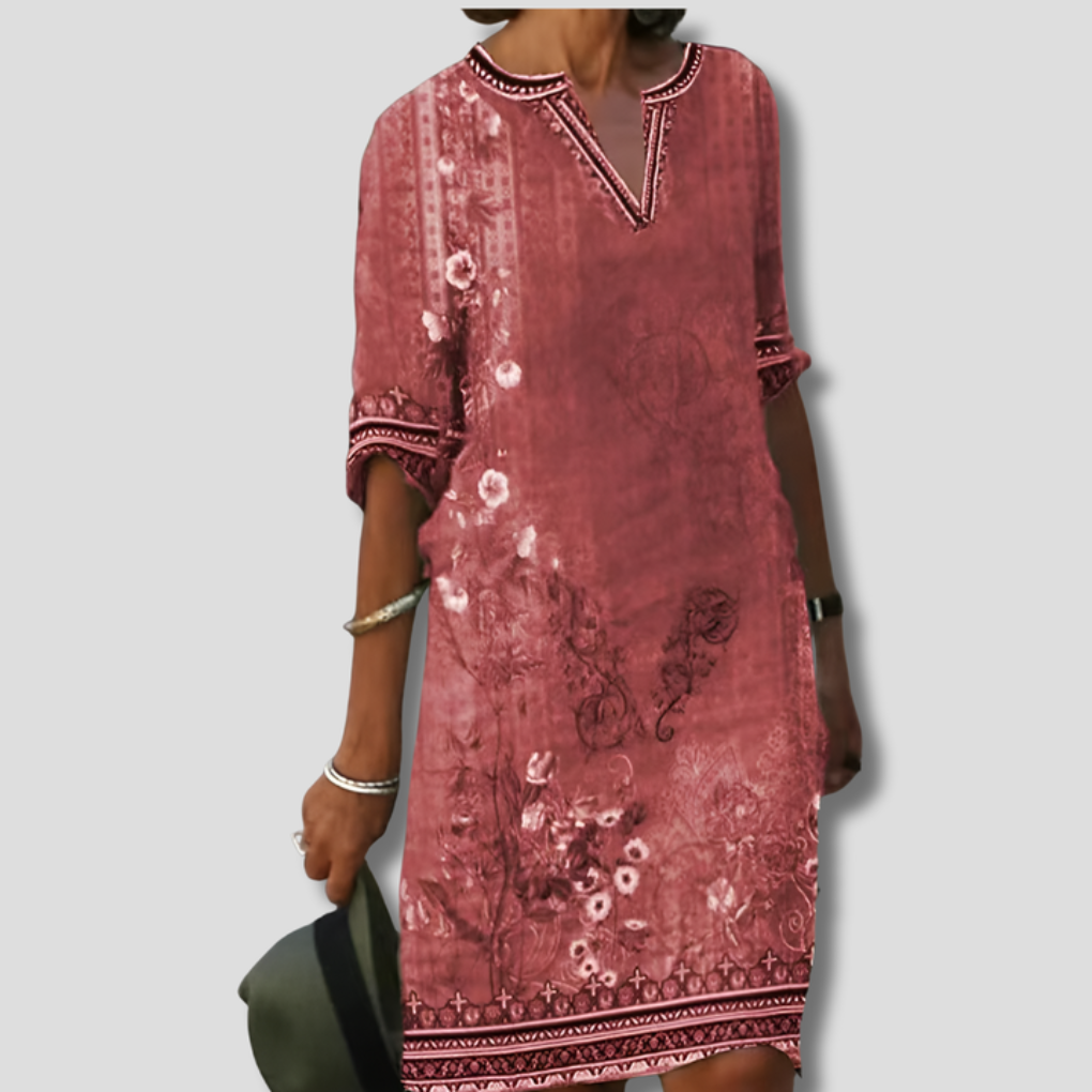 Effortless and Comfortable Boho Dress with Floral Ruffles