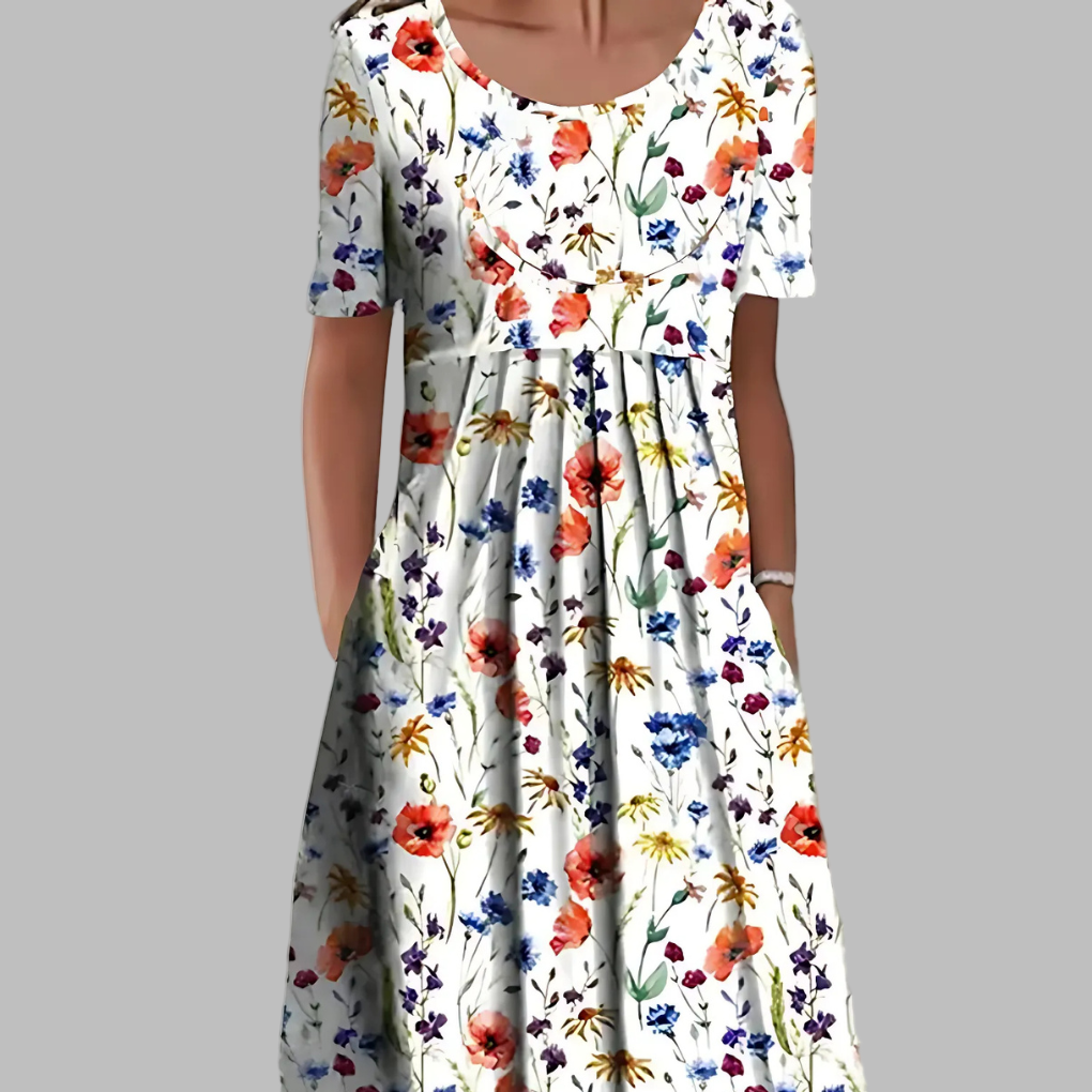 Effortless Vintage Summer Dress with Floral Ruffles