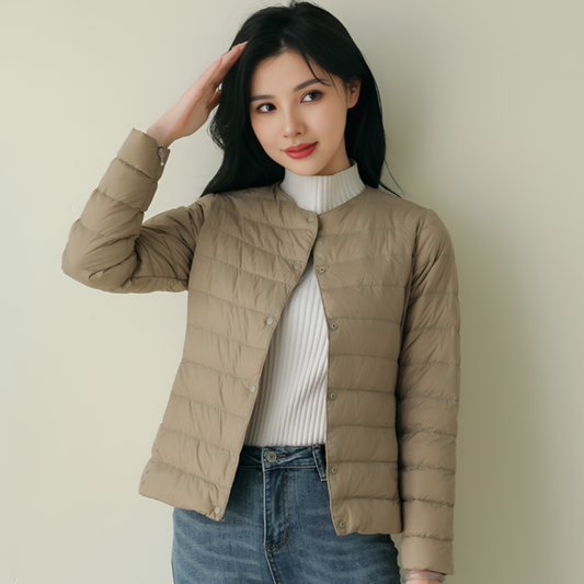 Chaqueta acolchada sin cuello para primavera e invierno