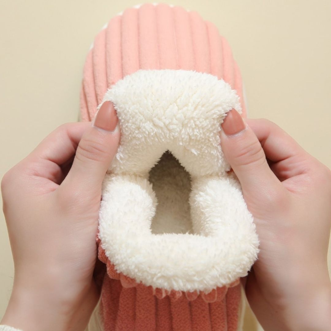 Winter Comfortable Slippers with Ribbed Texture for Women