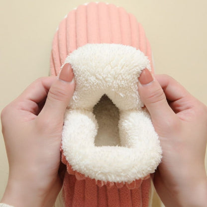 Winter Comfortable Slippers with Ribbed Texture for Women