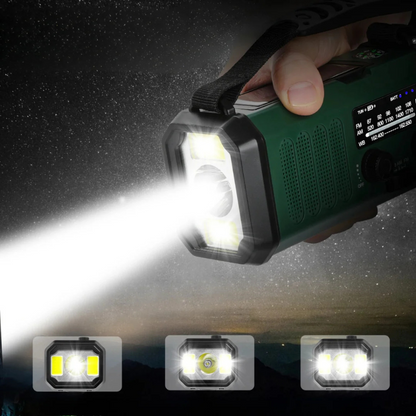 Universal Emergency Crank and Solar Radio