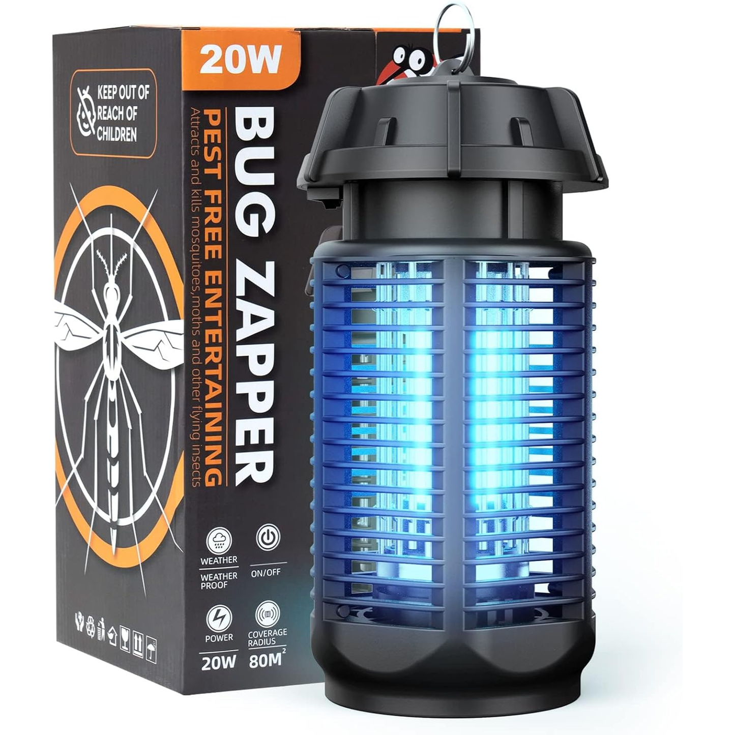 Electric Insect Killer with 20W UV Light and 4200V Mains Voltage, IPX4 Waterproof