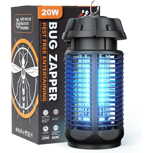 Mata insectos eléctrico con luz UV de 20W y voltaje de red de 4200V, impermeable IPX4