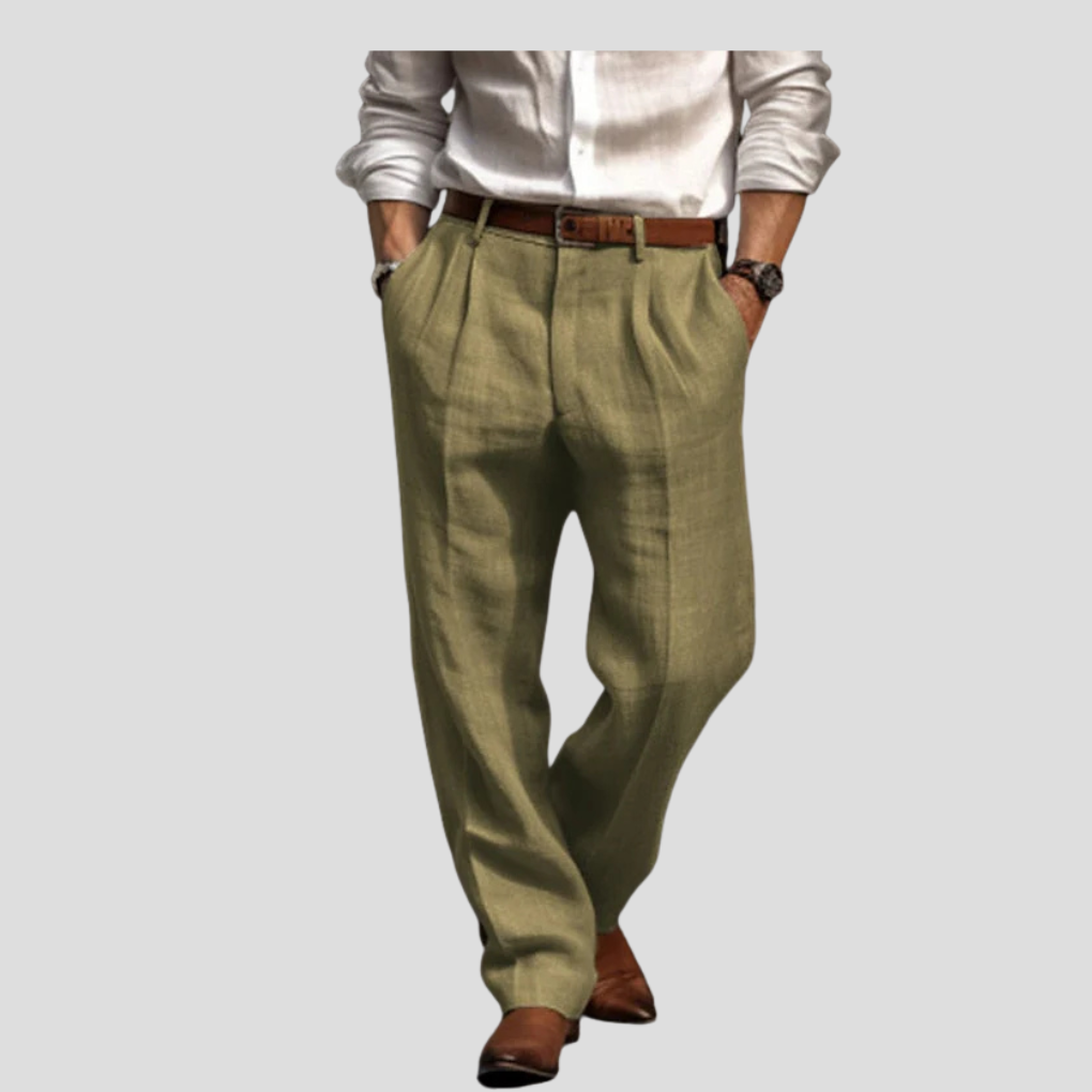 Pantaloni da uomo in lino plissettati – stile raffinato con un tocco casual