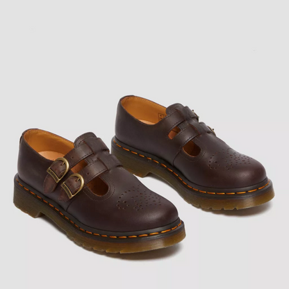 Ladies' Bold Leather Mary Jane Shoes with Buckles and Chunky Sole