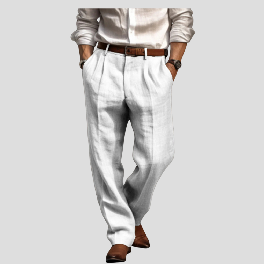 Pantaloni da uomo in lino plissettati – stile raffinato con un tocco casual