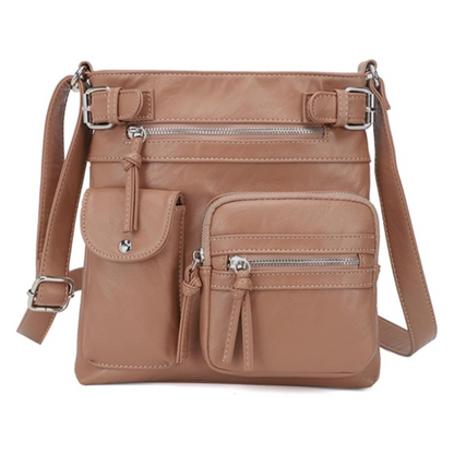 Borsa a tracolla da donna in pelle con scomparti multipli