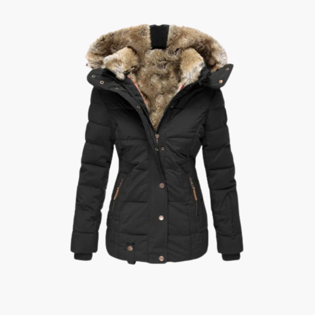 Women's Jacket with Embossed Surface and Fastenings