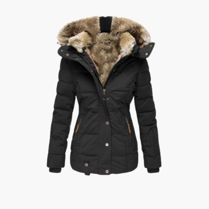 Women's Jacket with Embossed Surface and Fastenings