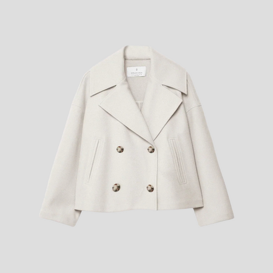Chaqueta corta elegante con botones cruzados doble botonadura