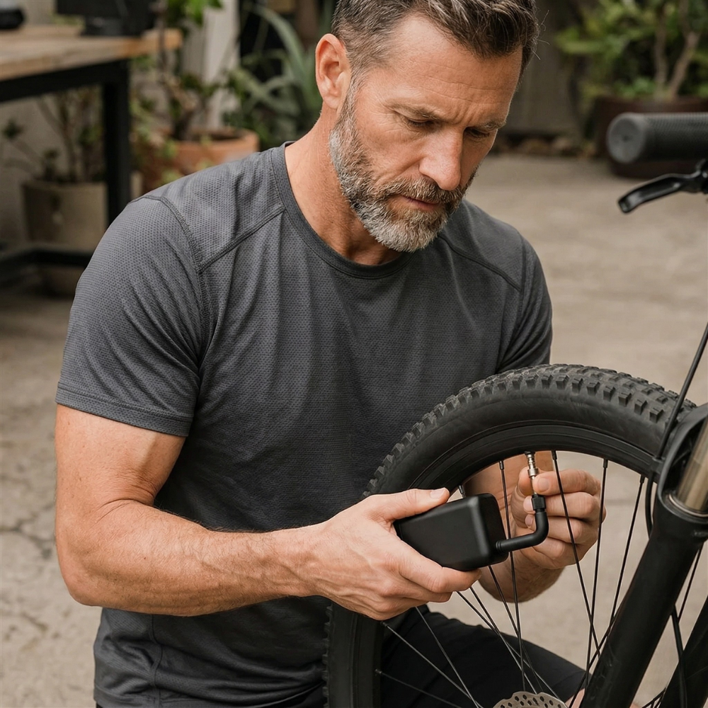 Bomba elétrica para bicicleta | Mini, portátil | Bateria USB-C, válvulas Presta e Schrader