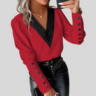 Ladies' Blouse with Buttons and Puff Sleeves