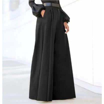 Solid color wide-leg trousers for women