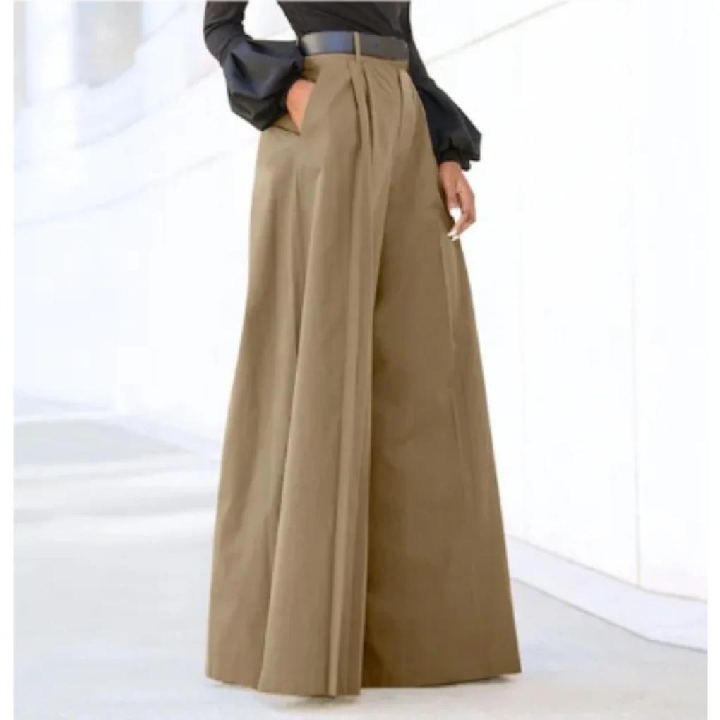 Solid color wide-leg trousers for women