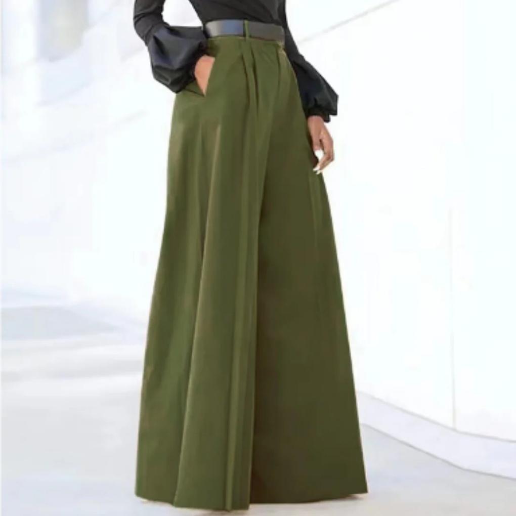 Solid color wide-leg trousers for women