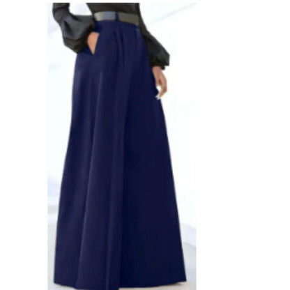 Solid color wide-leg trousers for women