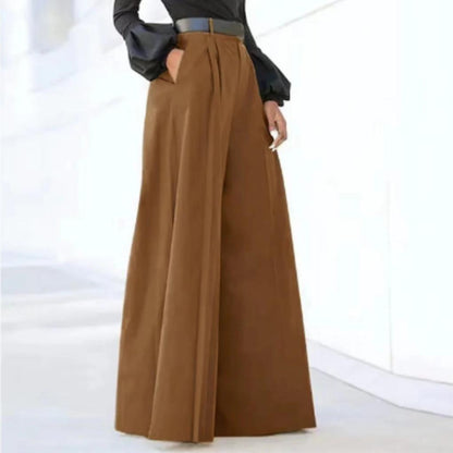 Solid color wide-leg trousers for women