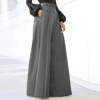 Solid color wide-leg trousers for women