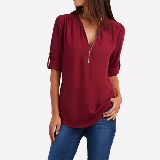 Blusa con una cremallera media fresca