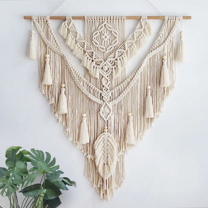 Handmade Macramé Wall Hanging with Tassels
