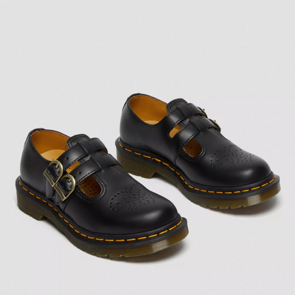 Ladies' Bold Leather Mary Jane Shoes with Buckles and Chunky Sole