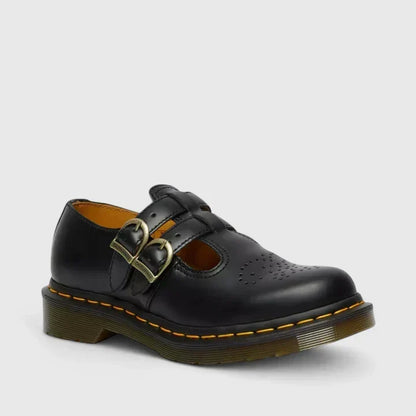 Ladies' Bold Leather Mary Jane Shoes with Buckles and Chunky Sole