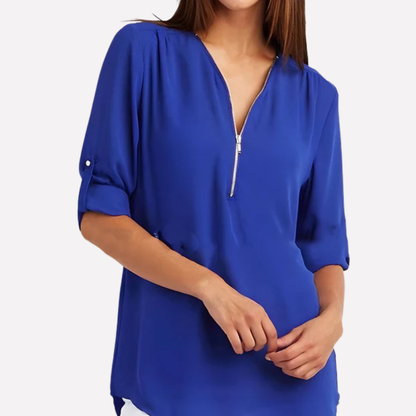 Blouse with a cool half zipper
