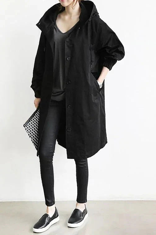Nicky - Long trench coat with hood