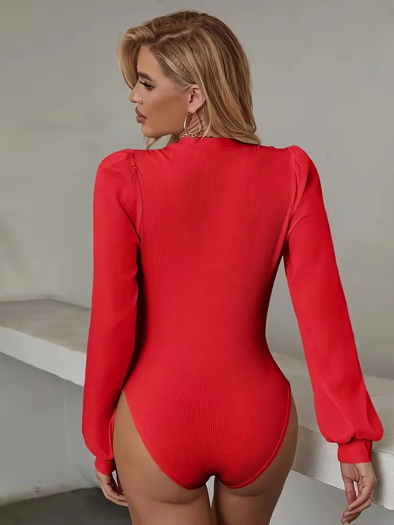 V-neck Long Sleeve Bodysuit