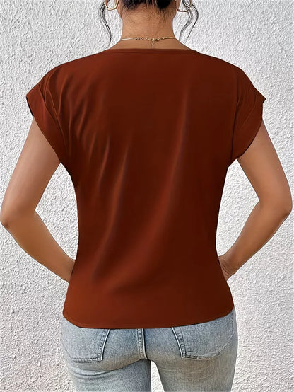 V-neck T-shirt with Draped Front