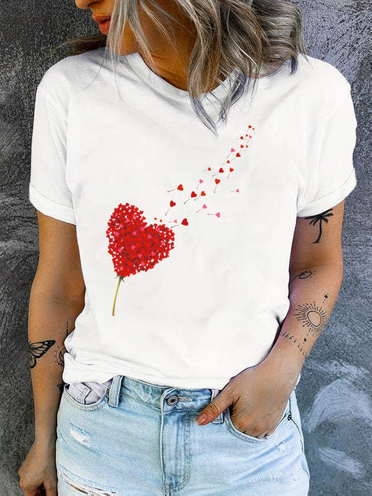 Valentina | Cute and Romantic T-shirt with Pink Hearts and Flowers