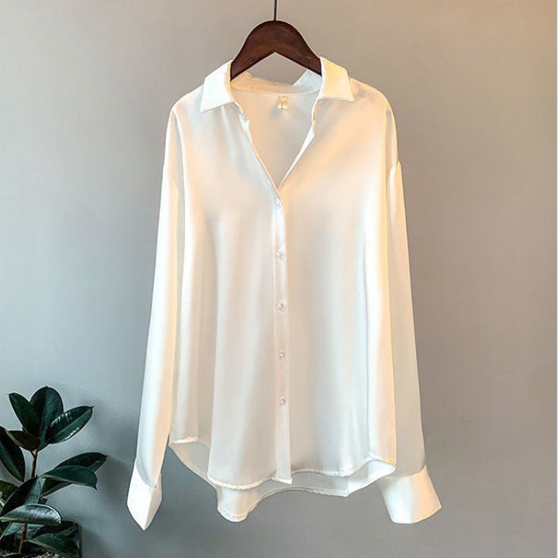 Damen-Sommerbluse mit fließender Passform und elegantem Kragen