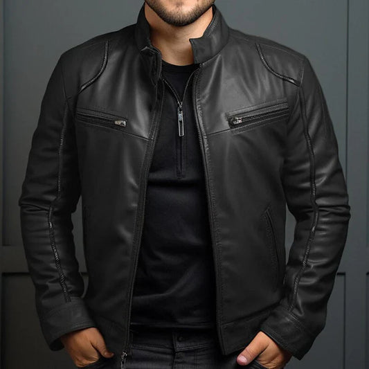 Baylor – Chaqueta de cuero vintage para hombre