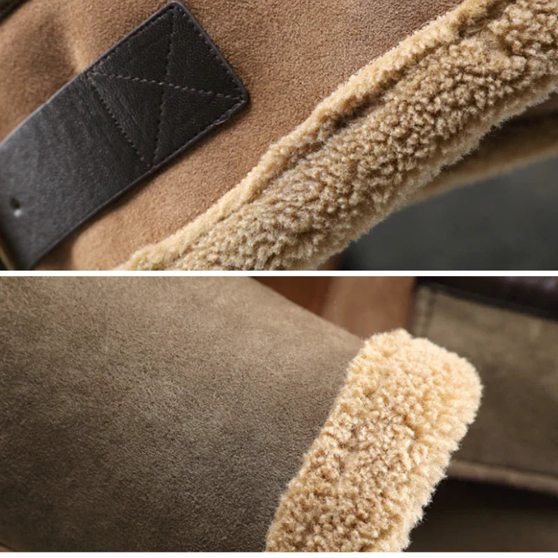 Giacca da uomo in shearling con blocchi di colore – Foderata e dal taglio rilassato