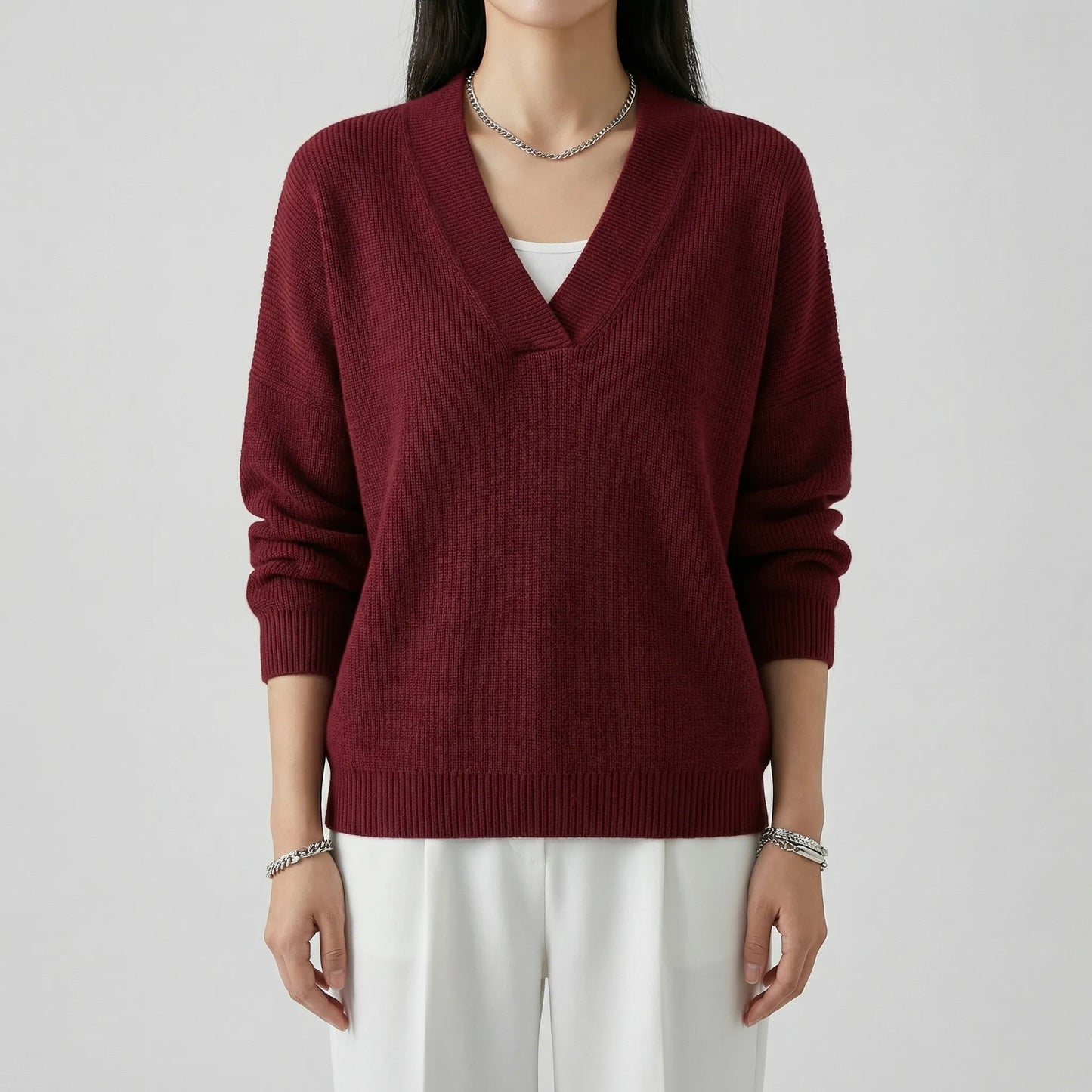 V-Neck Knitted Top for Women