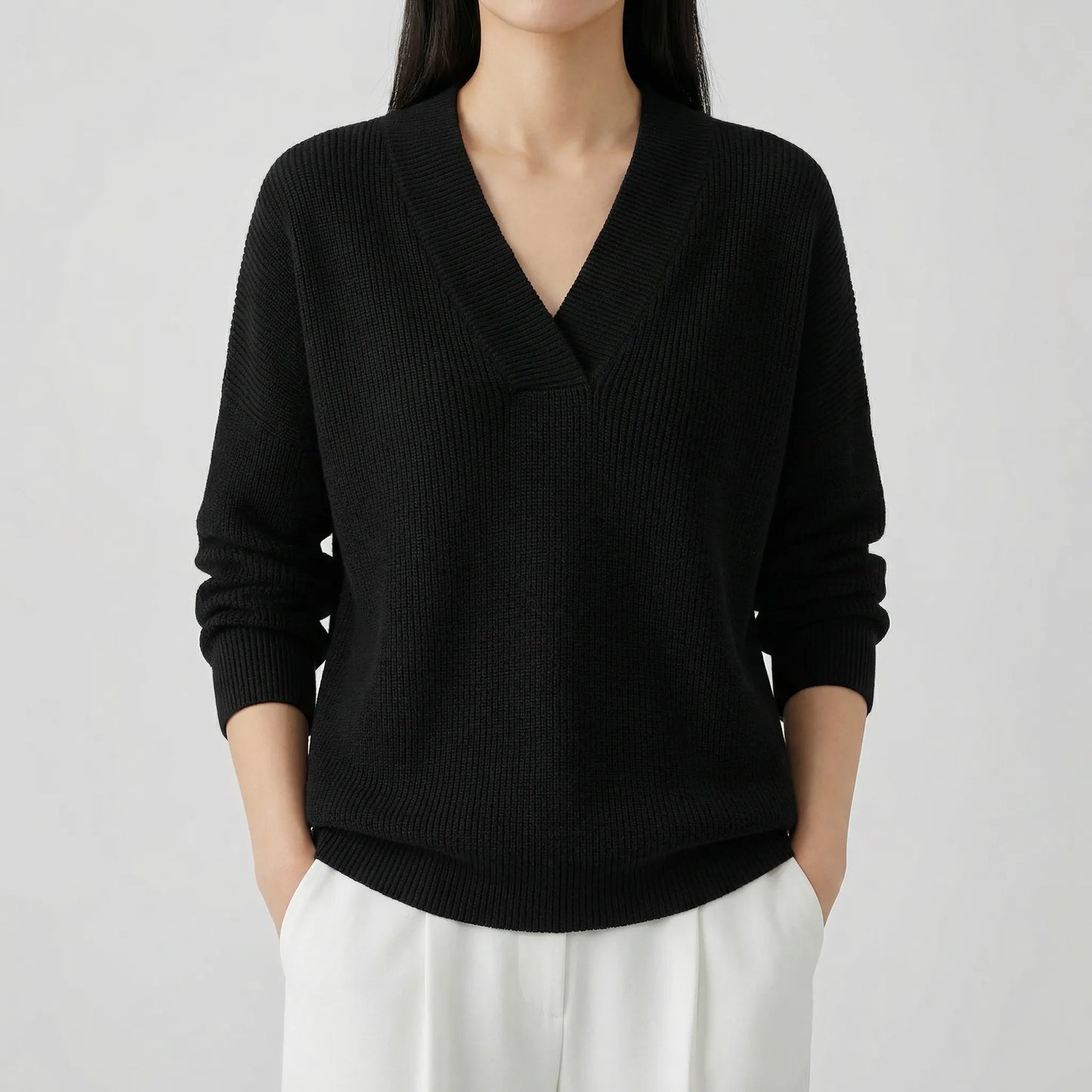 V-Neck Knitted Top for Women