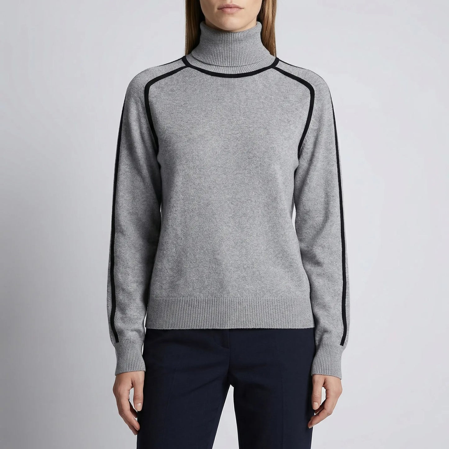 Women's Knit Sweater with Contrast Finishing