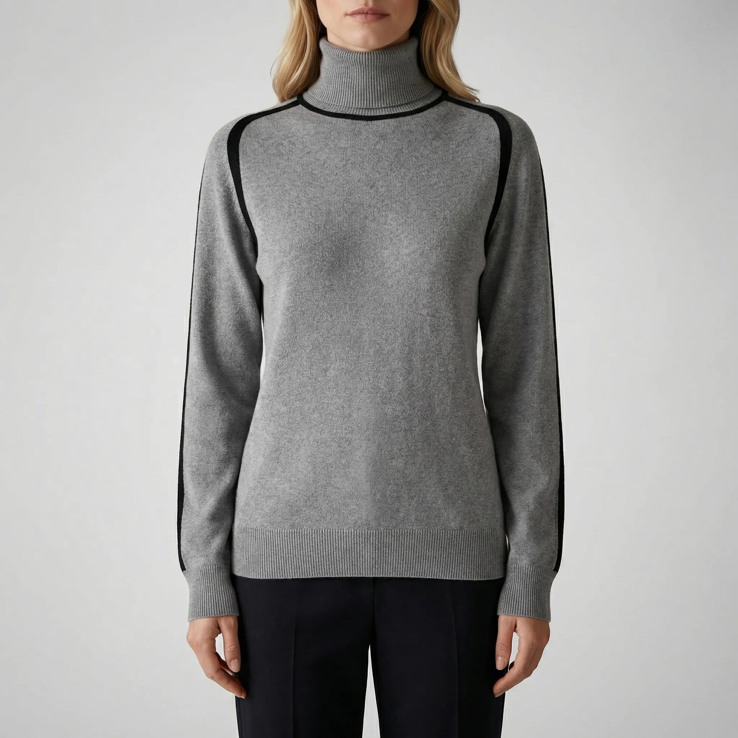 Women's Knit Sweater with Contrast Finishing