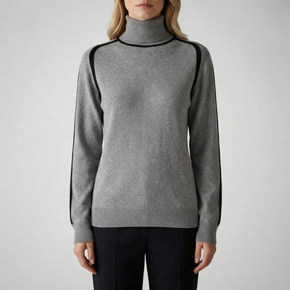 Women's Knit Sweater with Contrast Finishing