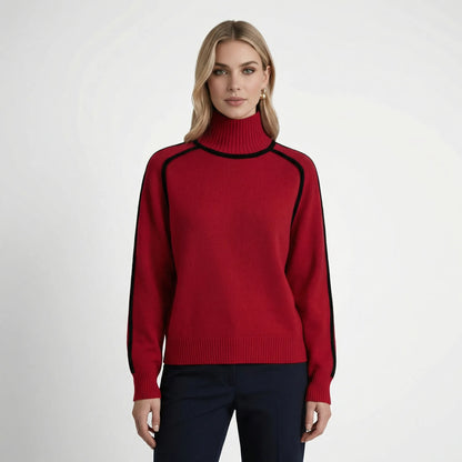 Women's Knit Sweater with Contrast Finishing
