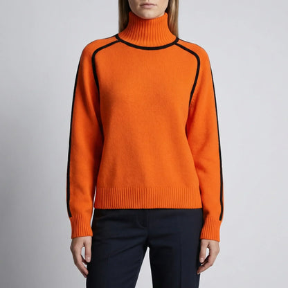Women's Knit Sweater with Contrast Finishing