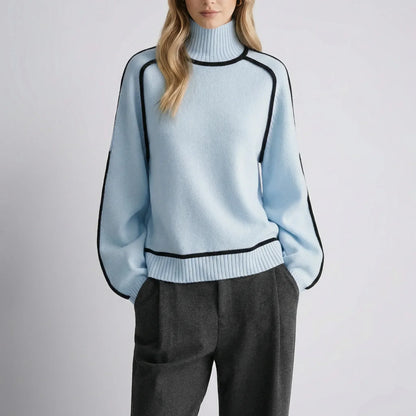 Women's Knit Sweater with Contrast Finishing