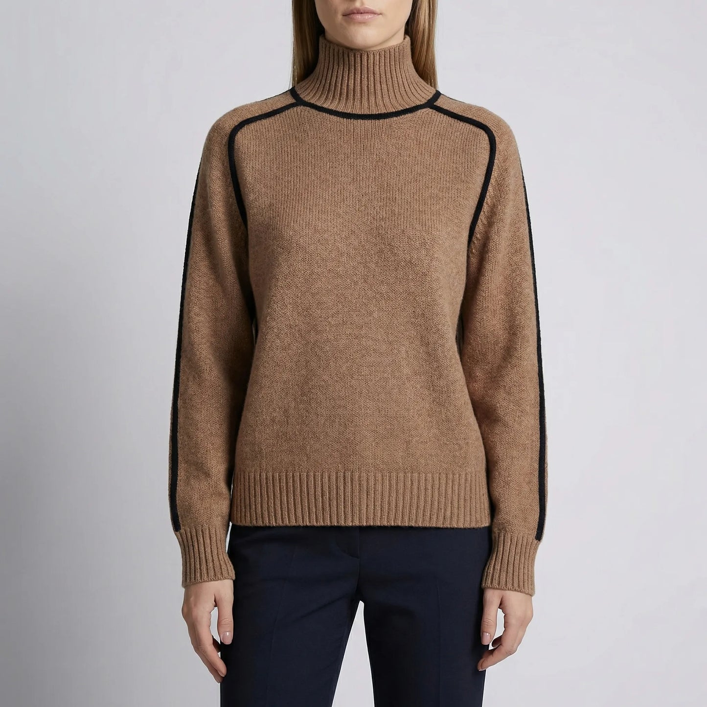 Women's Knit Sweater with Contrast Finishing