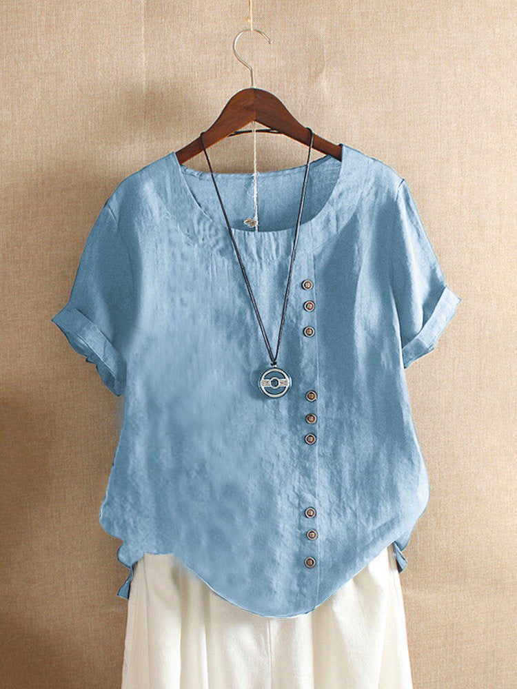 Vera | Plain T-shirt with Round Neck and Short Sleeves