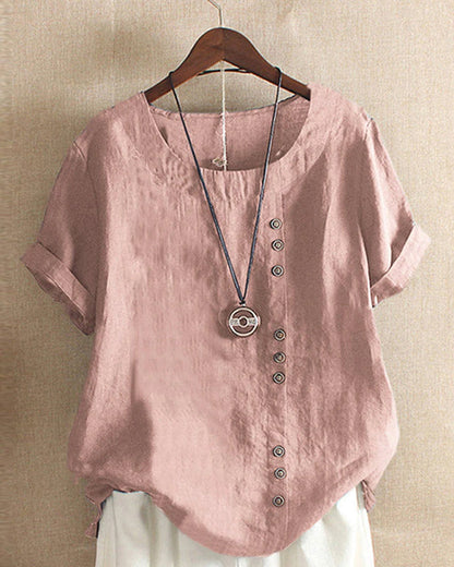 Vera | Plain T-shirt with Round Neck and Short Sleeves