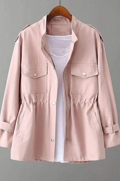 Ladies' Stylish Utility Jacket with Zip and Drawstring