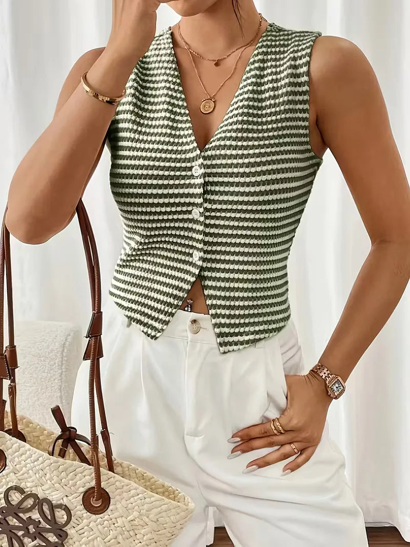 Vest with V-neck and Buttons