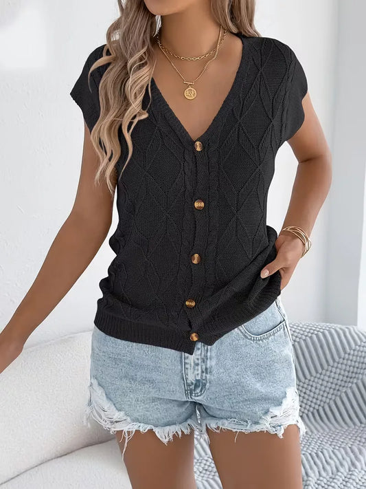 Vest with V-neck and Buttons